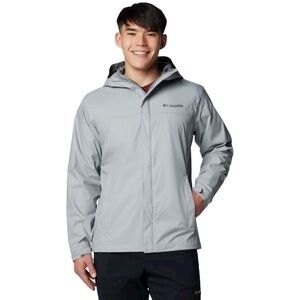 Columbia Men’s Watertight II Raincoat waterproof Jacket Gray Hooded Nylon Medium